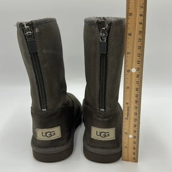 UGG Lil Sunshine II Back Zipper Gray Suede Kids Boots Size 1 - Picture 5 of 9